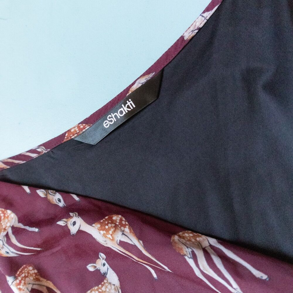 eShatki Maroon Deer Print Crepe Short Sleeve Wrap Dress Size XL/1X - Picture 4 of 9